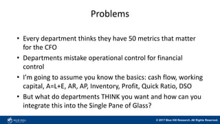 © 2017 Blue Hill Research. All Rights Reserved.
Problems
• Every department thinks they have 50 metrics that matter
for th...