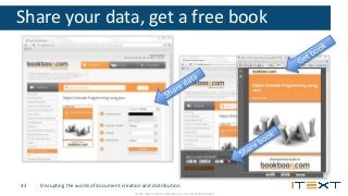 © 2016, iText Group NV, iText Software Corp., iText Software BVBA
Share your data, get a free book
Disrupting the world of...