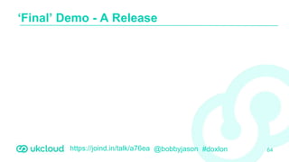 https://joind.in/talk/a76ea @bobbyjason #doxlon
‘Final’ Demo - A Release
64
 
