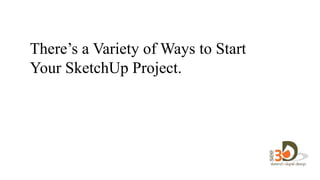 There’s a Variety of Ways to Start
Your SketchUp Project.
to
design in 3D.
 
