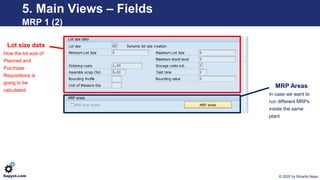 © 2020 by Ricardo NayaSapyst.com
MRP Areas
In case we want to
run different MRPs
inside the same
plant
5. Main Views – Fie...