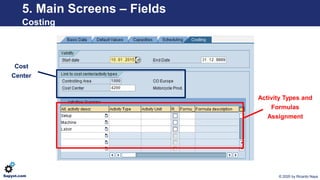© 2020 by Ricardo NayaSapyst.com
5. Main Screens – Fields
Costing
Cost
Center
Activity Types and
Formulas
Assignment
 