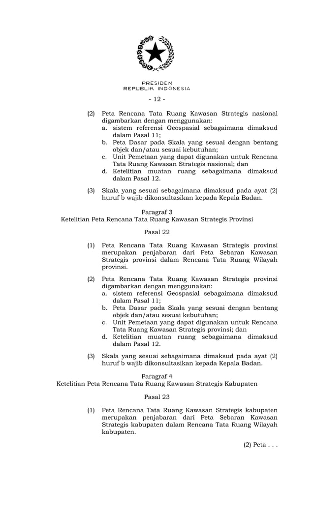 Peraturan Pemerintah No. 8 Tahun 2013 tentang Ketelitian Peta Rencana