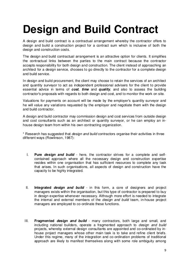 Design And Build Contract Exle | professional practice 1 Design And Build Contract Exle | professional practice 1