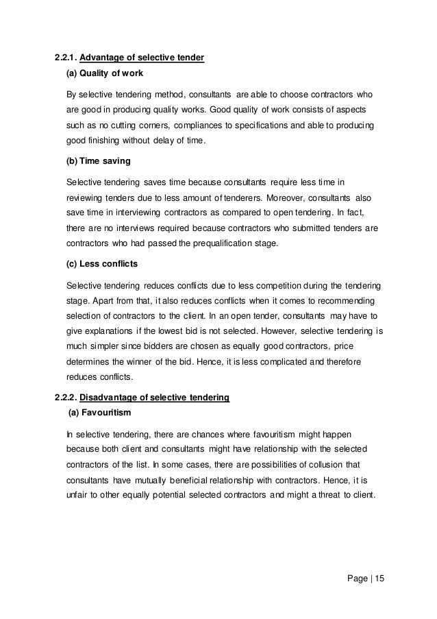 Serial tendering advantages and disadvantages and uses