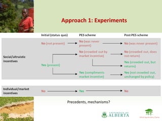 Approach 1: Experiments




  Precedents, mechanisms?
 