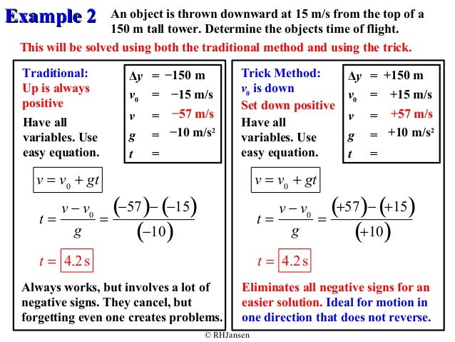 freefall position equation