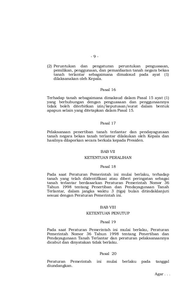 Peraturan Pemerintah No. 11 Tahun 2011 tentang Penertiban 