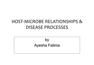 HOST-MICROBE RELATIONSHIPS &
DISEASE PROCESSES
by
Ayesha Fatima
 