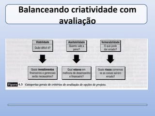 Balanceando criatividade com
         avaliação
 