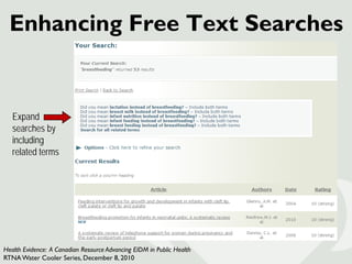 Enhancing Free Text Searches


   Expand
   searches by
   including
   related terms




Health Evidence: A Canadian Reso...
