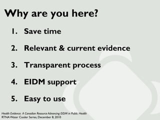 Health Evidence: A Canadian resource advancing evidence-informed decision making in public health