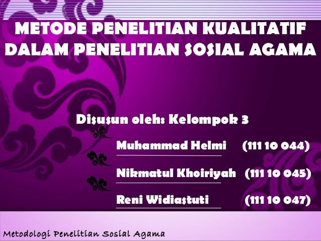 Metodologi Penelitian Sosial Agama