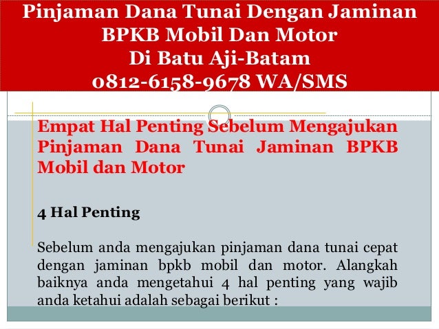 Gadai Bpkb Motor Di Pegadaian Batam 0812 6158 9678 Wa Sms