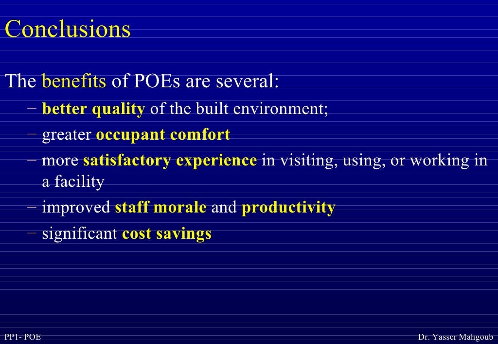 Post Occupancy Evaluation تقييم المشروعات بعد الاستخدام