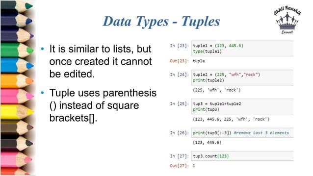 Python Data-Types | PPTX | Programming Languages | Computing