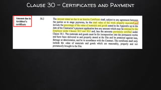 Clause 30 - Certificates and Payment
 