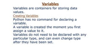 python- Variables and data types | PPT