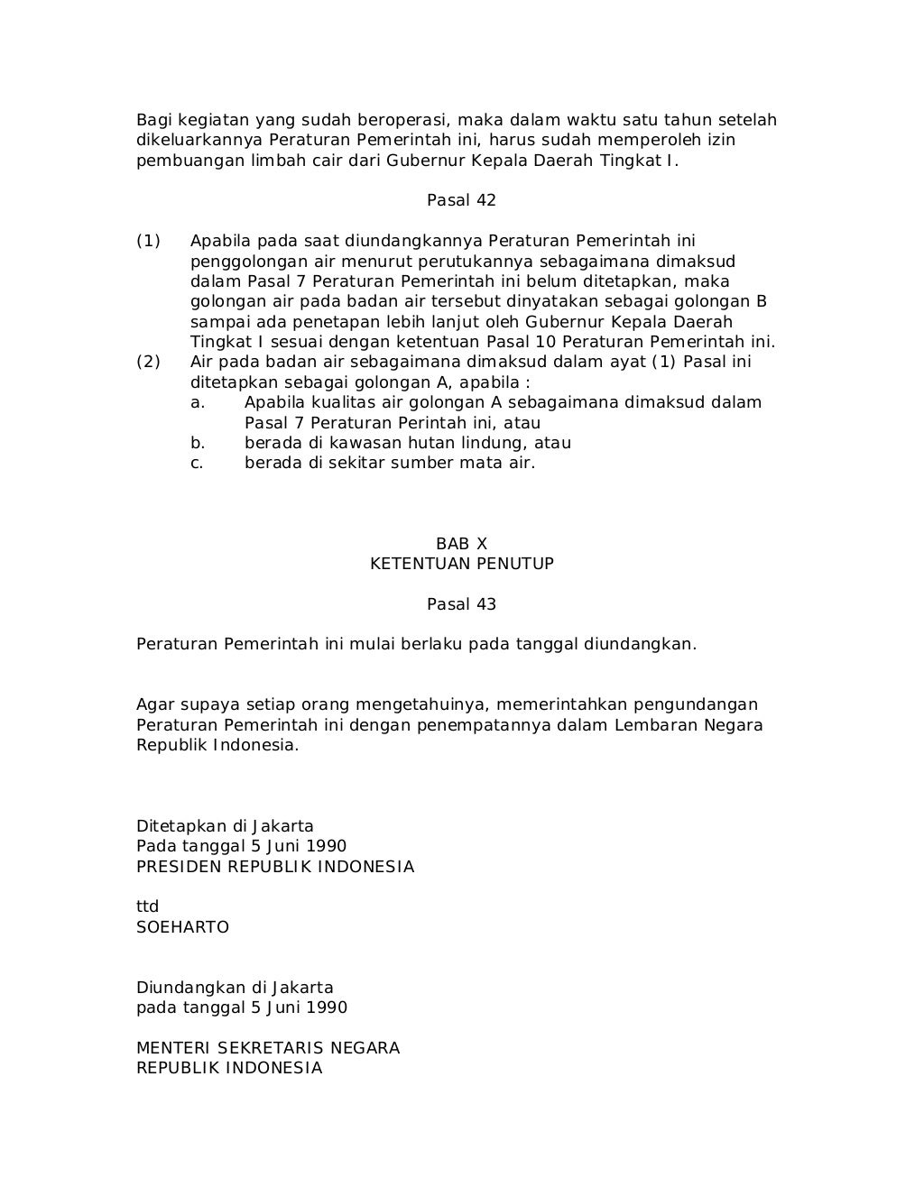 Peraturan Pemerintah No. 20 Tahun 1990 tentang Pengendalian Pencemara…