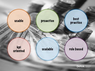 best
usable     proactive
                       practice




   kpi
           scalable    role based
oriented
 