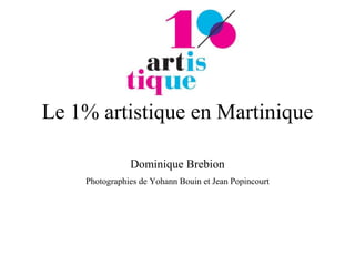 Le 1% artistique en Martinique 
Dominique Brebion 
Photographies de Yohann Bouin et Jean Popincourt 
 