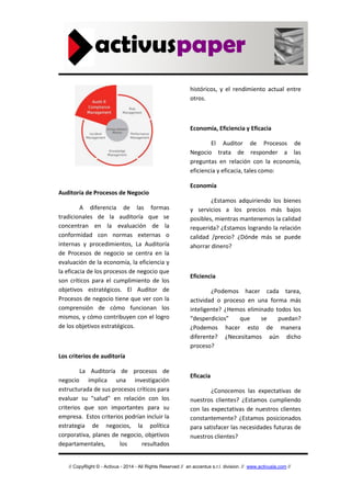 Auditoría de procesos de negocio | PDF