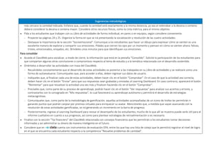Sugerencias metodológicas
más cercano la cantidad indicada. Enfatice que, cuando la cantidad está exactamente a la misma distancia, ya sea al redondear a la decena o centena
deberá considerar la decena o centena mayor. Considere otros recursos físicos, como la cinta métrica, para el mismo objetivo.
 Pida a los estudiantes que trabajen con su Libro de actividades de forma individual, en pares o en equipos, según considere conveniente.
 Proyecte las páginas 24 y 25. Organice la forma en que se irá presentando la socialización y resolución de las cuatro actividades.
 Destaque la importancia de la sección “Socioemocional”. Comunique a los estudiantes que hacer un dibujo para expresar cómo se sienten es una
excelente manera de explorar y compartir sus emociones. Pídales que cierren los ojos por un momento y piensen en cómo se sienten ahora: felices,
tristes, emocionados, enojados, etc. Bríndeles unos minutos para que identifiquen sus emociones.
Para consolidar
 Acceda al ClassWeb para socializar, a modo de cierre, la información que está en la pestaña “Consolido”. Solicite la participación de los estudiantes para
que compartan algunas otras conclusiones o compromisos respecto al tema de estudio y a la temática relacionada con el desarrollo sostenible.
 Oriéntelos a desarrollar las actividades con traza del ClassWeb.
 Recuérdeles constantemente que el desarrollo de estas actividades es posterior a las trabajadas en su Libro de actividades y se realizará como una
forma de autoevaluarse. Comuníqueles que, para acceder a ellas, deben ingresar sus datos de usuario.
 Indíqueles que, al finalizar cada una de estas actividades, deben hacer clic en el botón “Comprobar”. En el caso de que la actividad sea correcta,
deben hacer clic en el botón “Enviar” para que sus respuestas sean grabadas y enviadas al Learning Dashboard. En caso contrario, aparecerá el botón
“Reintentar” para que resuelvan la actividad una vez más y finalicen haciendo clic en el botón “Comprobar”.
 Precíseles que, como parte de su proceso de aprendizaje, podrán hacer clic en el botón “Ver respuestas” para analizar sus aciertos y errores, y
contrastarlos con lo consignado en “Mis respuestas”, lo cual favorecerá su aprendizaje autónomo y permitirá el desarrollo de estrategias
metacognitivas.
 Comuníqueles que, como parte de la metodología de gamificación, aquellas actividades acompañadas de un ícono de trofeo les permitirán ir
ganando puntos que podrán canjear por premios virtuales para enriquecer su avatar. Mencióneles que, a medida que vayan avanzando con la
resolución de estas actividades gamificadas, se irá generando un incremento en la barra de progreso.
 Posteriormente, ingrese al Learning Dashboard para revisar el desempeño de los estudiantes; mucho de lo que allí se muestra puede serle útil para el
informe cualitativo en cuanto a sus progresos, así como para plantear estrategias de retroalimentación si es necesario.
 Finalice con la sección “Tip financiero” del ClassWeb relacionada con consejos financieros que les permitirán a los estudiantes tomar decisiones
informadas y así administrar su dinero de manera inteligente en el futuro.
 Considere que en cuenta con instrumentos de evaluación EPA, entre los que hay una lista de cotejo que le permitirá registrar el nivel de logro
en el que se encuentra cada estudiante respecto a la competencia “Resuelve problemas de cantidad”.
 