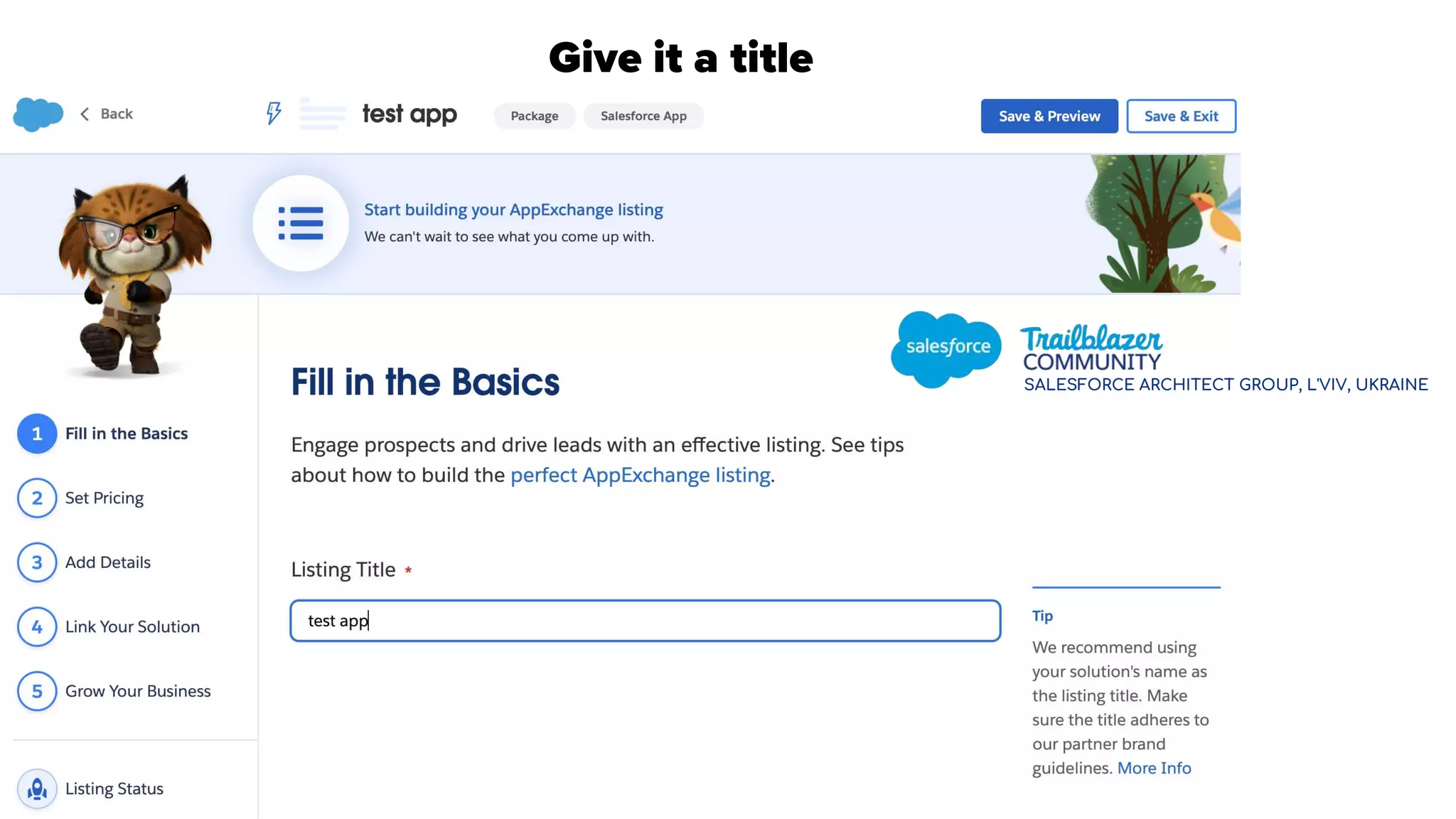 Give it a title
SALESFORCE ARCHITECT GROUP, L'VIV, UKRAINE
 