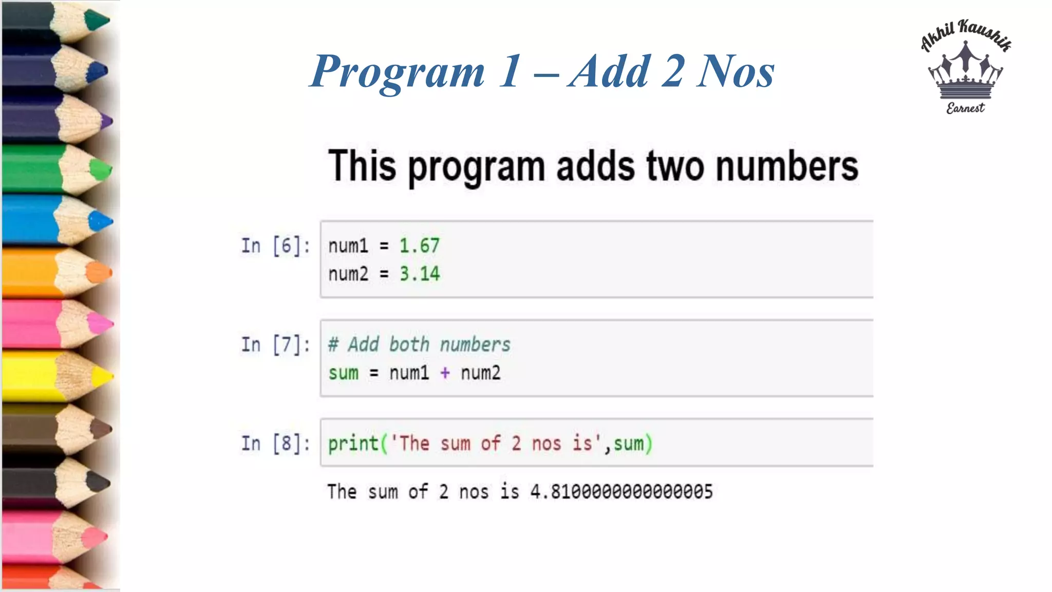 Basic programs in Python | PPT