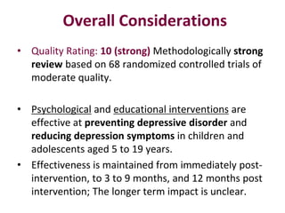 Psychological depression prevention programs for 5-10 year olds: What’s the evidence?
