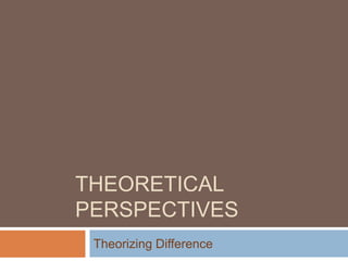 THEORETICAL
PERSPECTIVES
Theorizing Difference
 