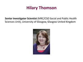 Senior Investigator Scientist (MRC/CSO Social and Public Health
Sciences Unit), University of Glasgow, Glasgow United King...
