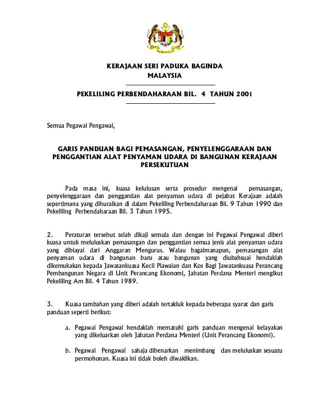 Pekeliling Perbendaharaan Bil. 4 Tahun 1995 Kementerian Kewangan