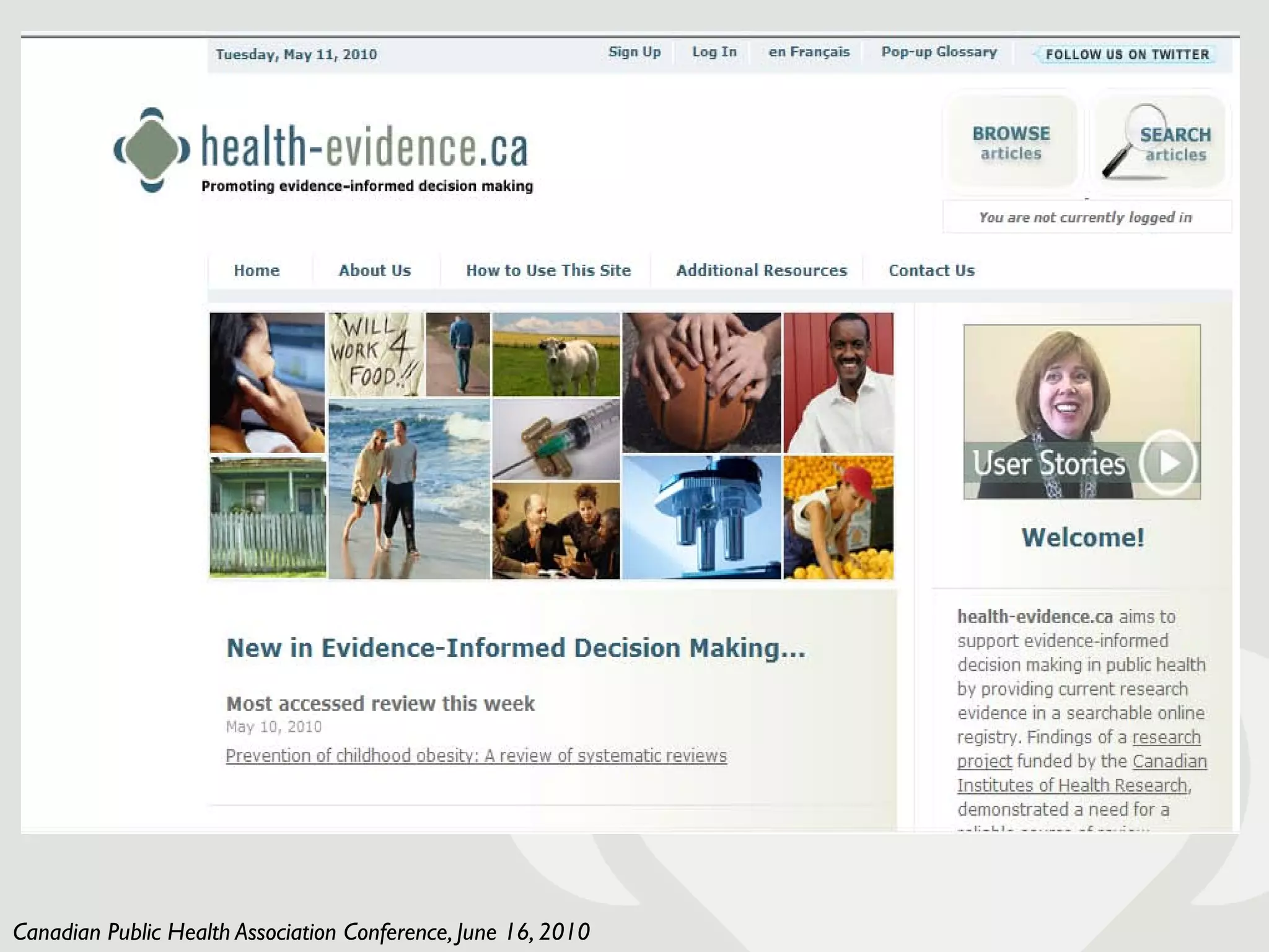 Canadian Public Health Association Conference, June 16, 2010
 