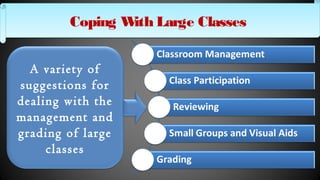 Coping With Large ClassesCoping With Large Classes
A variety of
suggestions for
dealing with the
management and
grading of large
classes
 