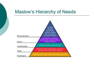 Maslow’s Hierarchy of Needs
 