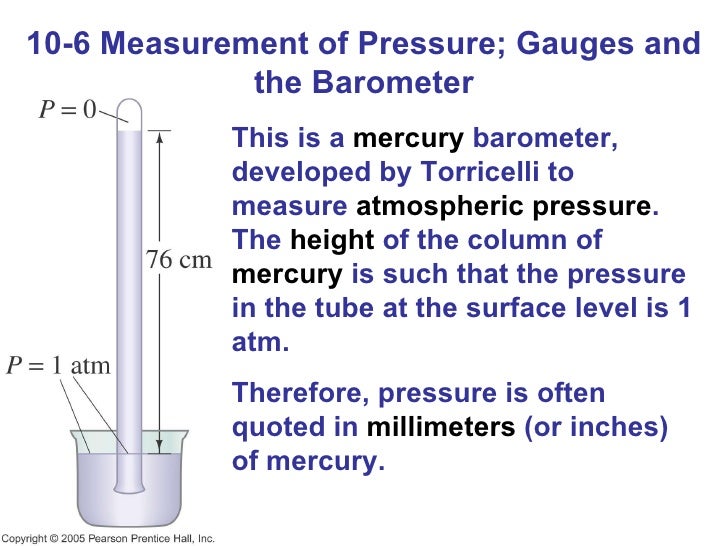 ppa6 lecture ch 10 how a mercury barometer works