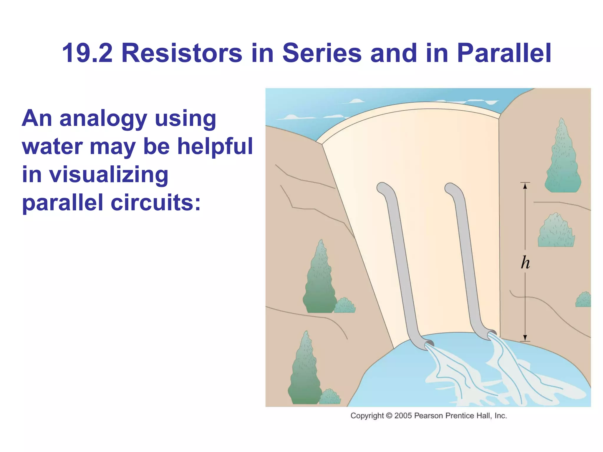 19.2 Resistors in Series and in Parallel An analogy using water may be helpful in visualizing parallel circuits: 