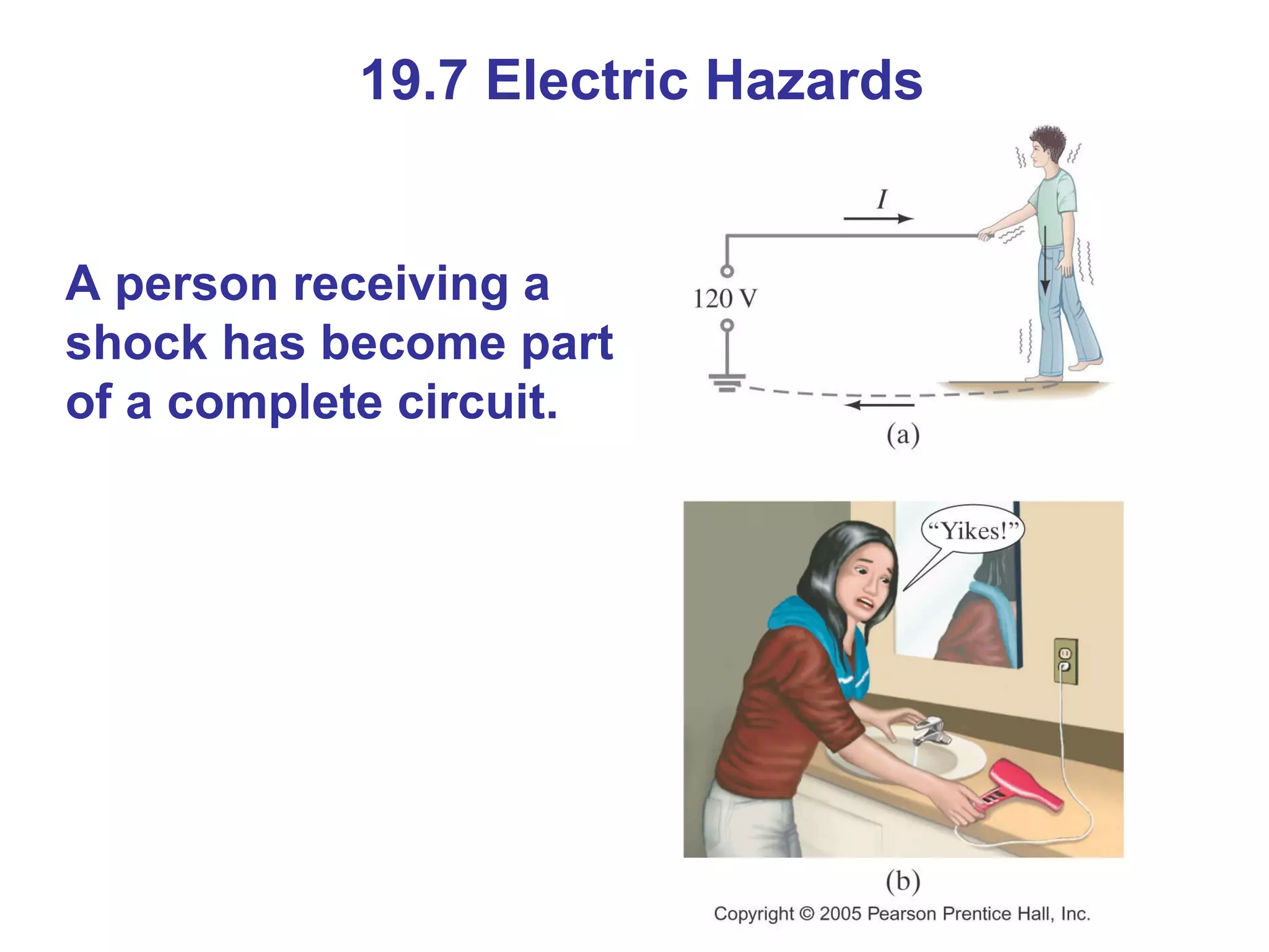 19.7 Electric Hazards A person receiving a shock has become part of a complete circuit. 