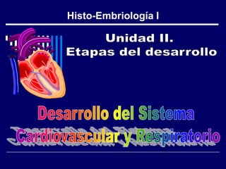 Histo-Embriología I Unidad II.  Etapas del desarrollo Desarrollo del Sistema  Cardiovascular y Respiratorio 