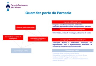 Preparação e gestão de processos de financiamentoSistemas de saneamento de águas residuaisBarragens e obras de regularização fluvialRegulação ambiental e dos serviços de águasInvestigação , Desenvolvimento e InovaçãoControlo da poluição e valorização dos ecossistemasCentrais hidroeléctricasDimensionamento de sistemas