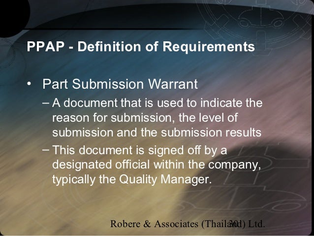 part submission warrant If the organization has an approved production part, a separate warrant submission is fca us llc customer-specific requirements for ppap, 4th edition. part submission warrant If the organization has an approved production part, a separate warrant submission is fca us llc customer-specific requirements for ppap, 4th edition.