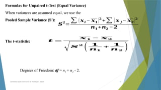 Parametric Statistics and t-Tests in Research | PPTX
