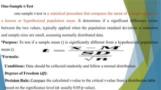 Parametric Statistics and t-Tests in Research | PPTX