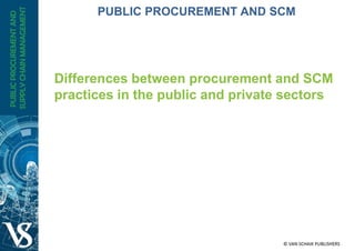 Differences between procurement and SCM
practices in the public and private sectors
PUBLIC PROCUREMENT AND SCM
 