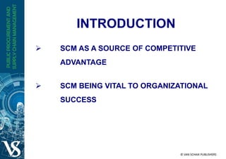 INTRODUCTION
 SCM AS A SOURCE OF COMPETITIVE
ADVANTAGE
 SCM BEING VITAL TO ORGANIZATIONAL
SUCCESS
 