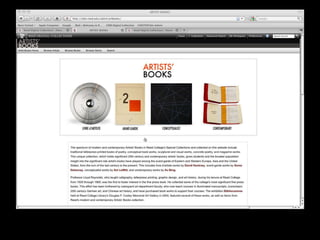 VRA2010 Reed Digital Collections: Artists' Books