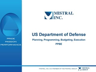 US Department of Defense
Planning, Programming, Budgeting, Execution
PPBE

 