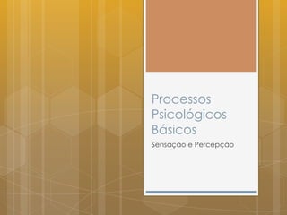 Processos
Psicológicos
Básicos
Sensação e Percepção
 