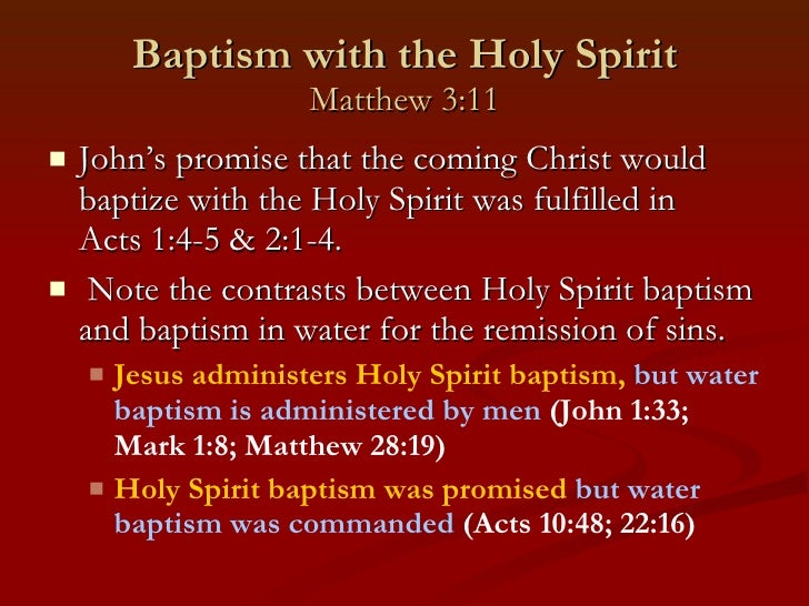 Baptism of Holy Spirit and of Fire